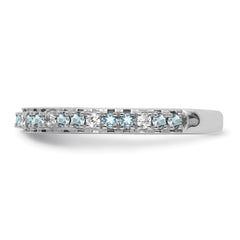 14k White Gold Stackable Expressions Aquamarine and Diamond Ring