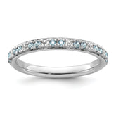 14k White Gold Stackable Expressions Aquamarine and Diamond Ring
