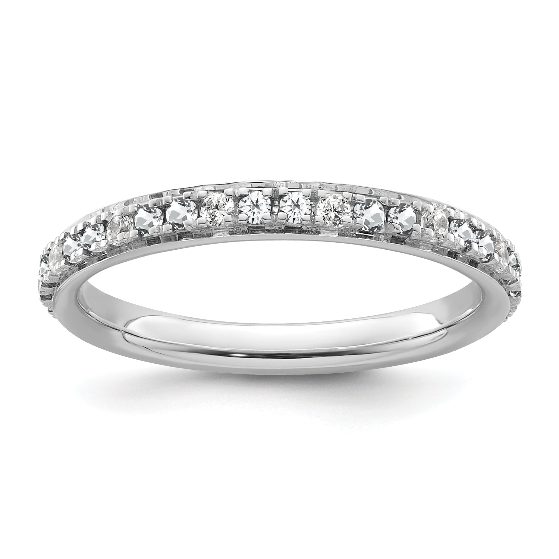 14k White Gold Stackable Expressions White Topaz and Dia. Ring