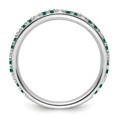 14k White Gold Stackable Expressions Created Emerald and Dia. Ring