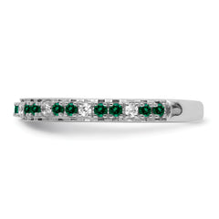 14k White Gold Stackable Expressions Created Emerald and Dia. Ring