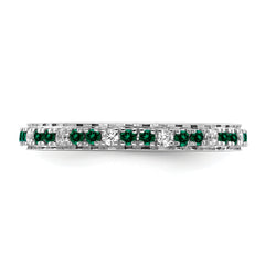 14k White Gold Stackable Expressions Created Emerald and Dia. Ring