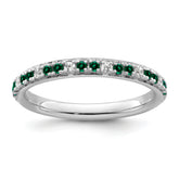 14k White Gold Stackable Expressions Created Emerald and Dia. Ring