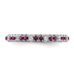 14k White Gold Stackable Expressions Rhodolite Garnet and Dia. Ring