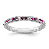 14k White Gold Stackable Expressions Rhodolite Garnet and Dia. Ring