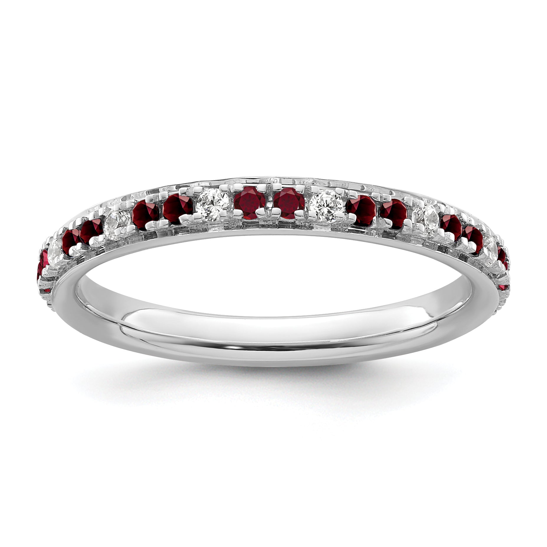 14k White Gold Stackable Expressions Created Ruby and Dia. Ring