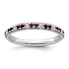 14k White Gold Stackable Expressions Created Ruby and Dia. Ring