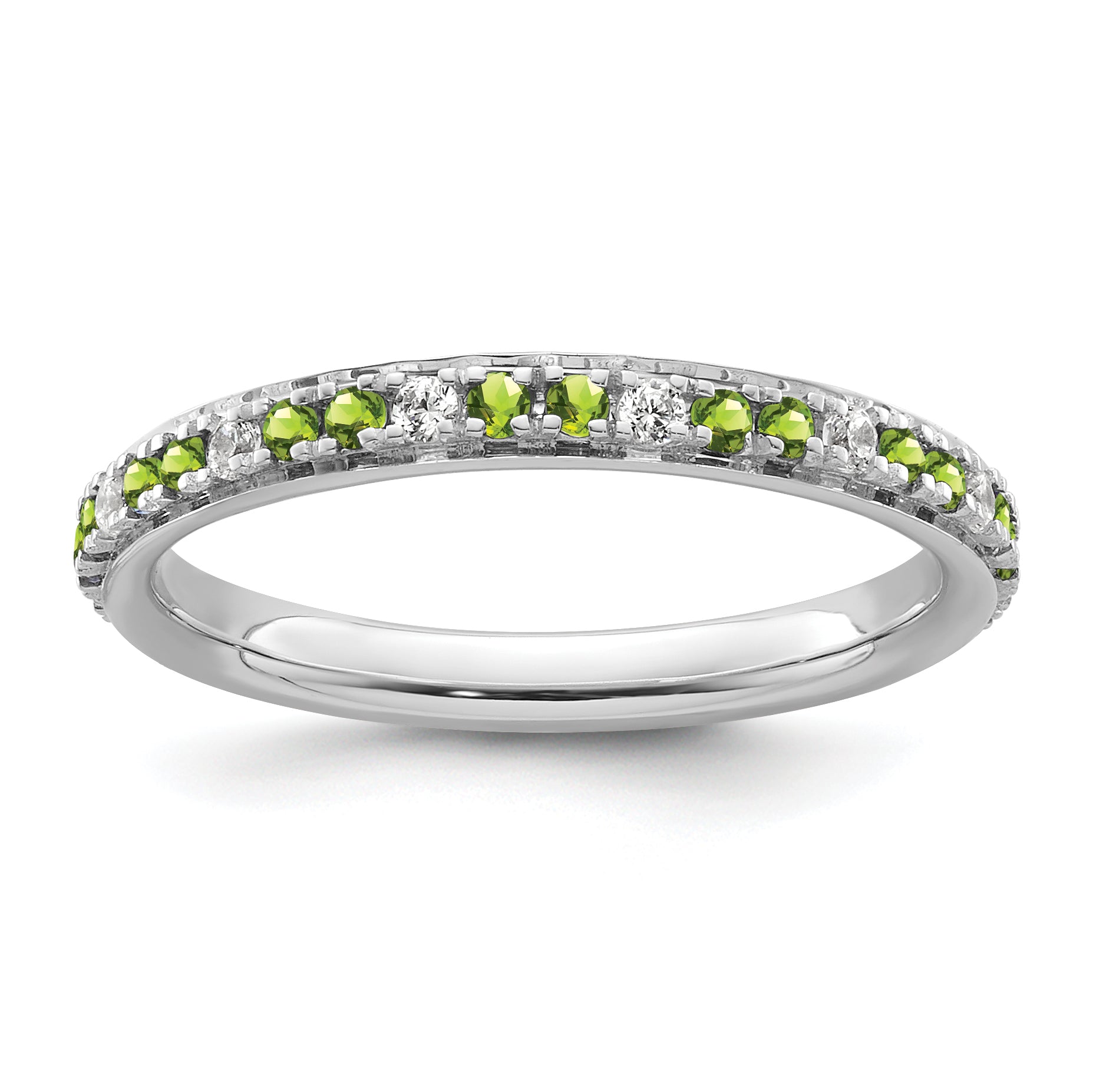 14k White Gold Stackable Expressions Peridot and Diamond Ring