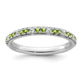 14k White Gold Stackable Expressions Peridot and Diamond Ring