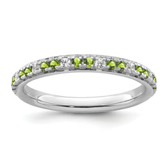 14k White Gold Stackable Expressions Peridot and Diamond Ring