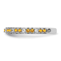 14k White Gold Stackable Expressions Citrine and Diamond Ring