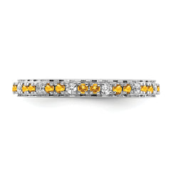 14k White Gold Stackable Expressions Citrine and Diamond Ring