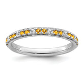14k White Gold Stackable Expressions Citrine and Diamond Ring