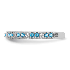 14k White Gold Stackable Expressions Blue Topaz and Diamond Ring