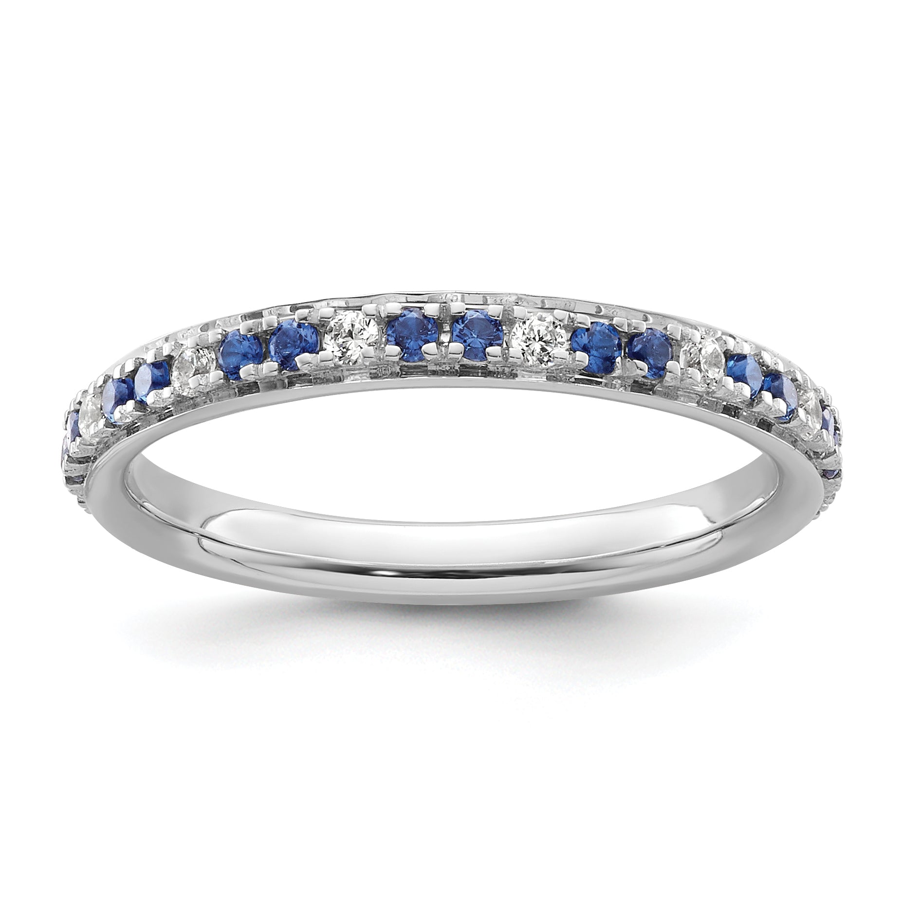 14k White Gold Stackable Expressions Cr.Sapphire and Diamond Ring