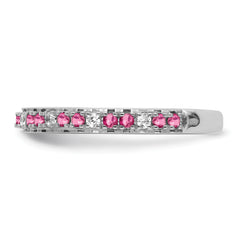 14k White Gold Stackable Expressions Pink Tourmaline/Diamond Ring