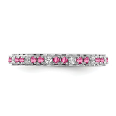 14k White Gold Stackable Expressions Pink Tourmaline/Diamond Ring