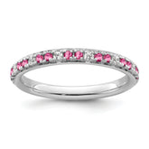 14k White Gold Stackable Expressions Pink Tourmaline/Diamond Ring