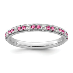 14k White Gold Stackable Expressions Pink Tourmaline/Diamond Ring