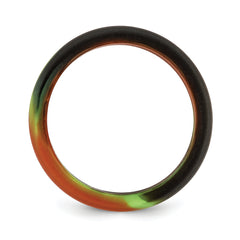 Silicone Green and Brown Camouflage 8.7mm Domed Band Size 9