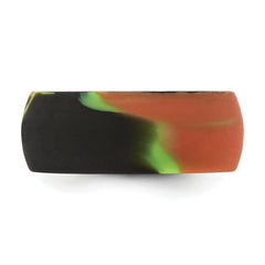 Silicone Green and Brown Camouflage 8.7mm Domed Band Size 9
