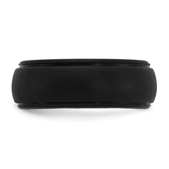 Silicone Black 8mm Ridged Edge Band Size 9