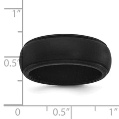Silicone Black 8mm Ridged Edge Band Size 9