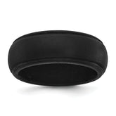 Silicone Black 8mm Ridged Edge Band Size 9