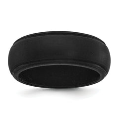 Silicone Black 8mm Ridged Edge Band Size 9