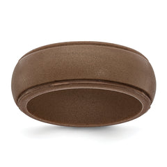 Silicone Bronze Metallic 8mm Ridged Edge Band Size 9