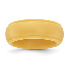 Silicone Gold Metallic 8mm Ridged Edge Band Size 9