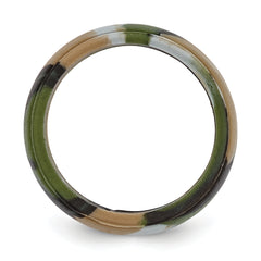 Silicone Green and Brown Camouflage 8mm Ridged Edge Band Size 9