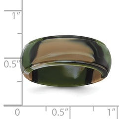 Silicone Green and Brown Camouflage 8mm Ridged Edge Band Size 9