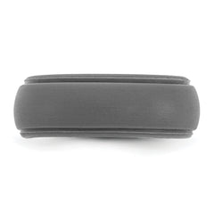 Silicone Dark Grey 8mm Ridged Edge Band Size 9