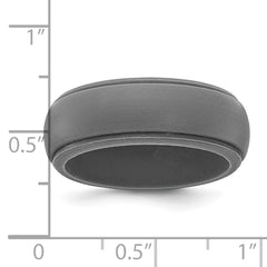 Silicone Dark Grey 8mm Ridged Edge Band Size 9