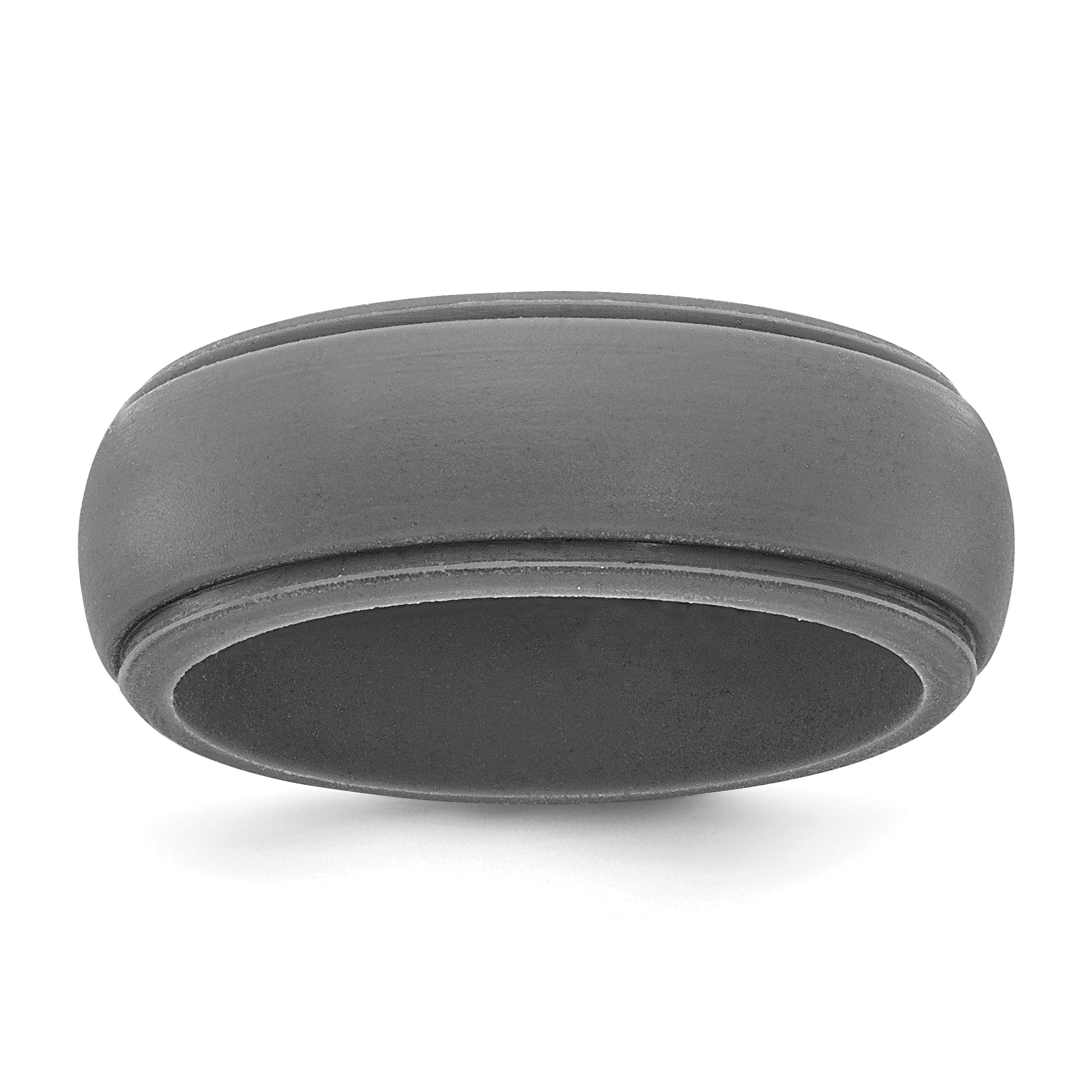 Silicone Dark Grey 8mm Ridged Edge Band Size 9