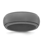 Silicone Dark Grey 8mm Ridged Edge Band Size 9