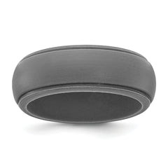 Silicone Dark Grey 8mm Ridged Edge Band Size 9
