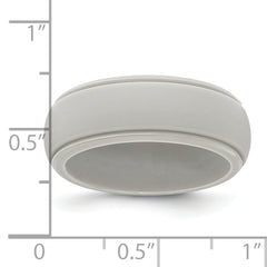 Silicone Grey 8mm Ridged Edge Band Size 9