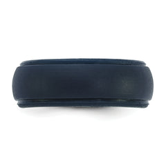 Silicone Navy Blue 8mm Ridged Edge Band Size 9