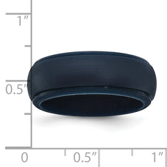 Silicone Navy Blue 8mm Ridged Edge Band Size 9