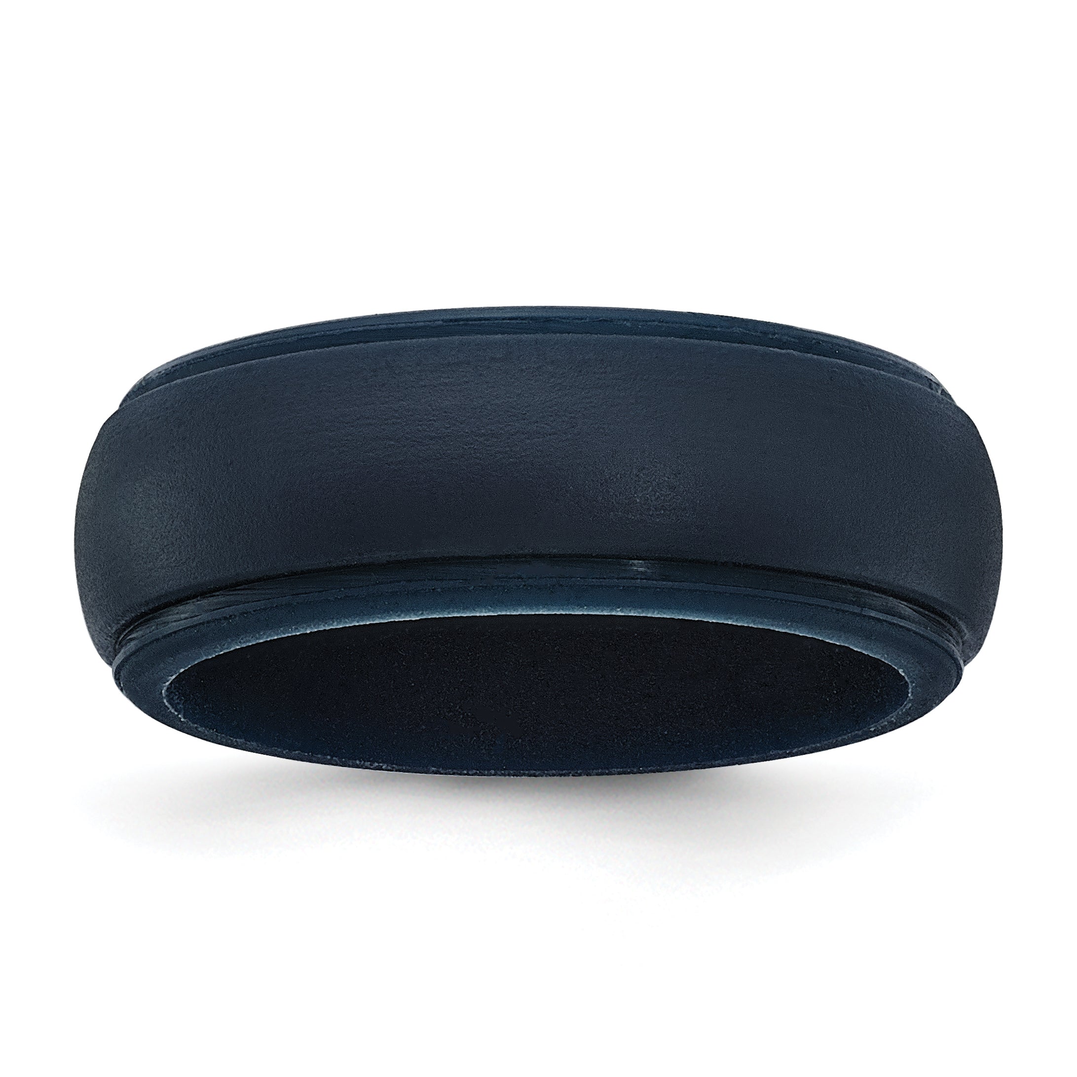 Silicone Navy Blue 8mm Ridged Edge Band Size 9