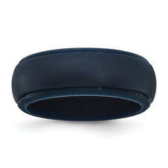 Silicone Navy Blue 8mm Ridged Edge Band Size 9