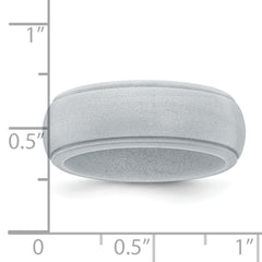 Silicone Silver Metallic 8mm Ridged Edge Band Size 9