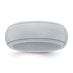 Silicone Silver Metallic 8mm Ridged Edge Band Size 9