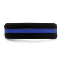 Silicone Black with Blue Line Center 7.5mm Flat Band Size 9