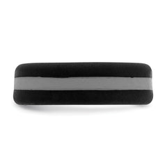 Silicone Black with Grey Line Center 7.5mm Flat Band Size 9