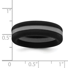 Silicone Black with Grey Line Center 7.5mm Flat Band Size 9
