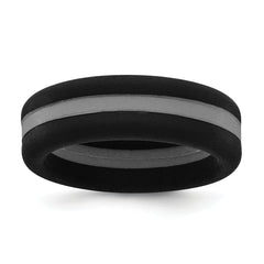 Silicone Black with Grey Line Center 7.5mm Flat Band Size 9
