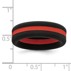 Silicone Black with Red Line Center 7.5mm Flat Band Size 9